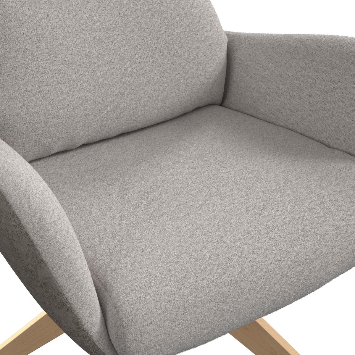 Armlehnstuhl Neelia Greige Webstoff Drehbar Gepolstert - Greige/Naturfarben, MODERN, Holz/Textil (59,5/93/69cm) - Bessagi Home