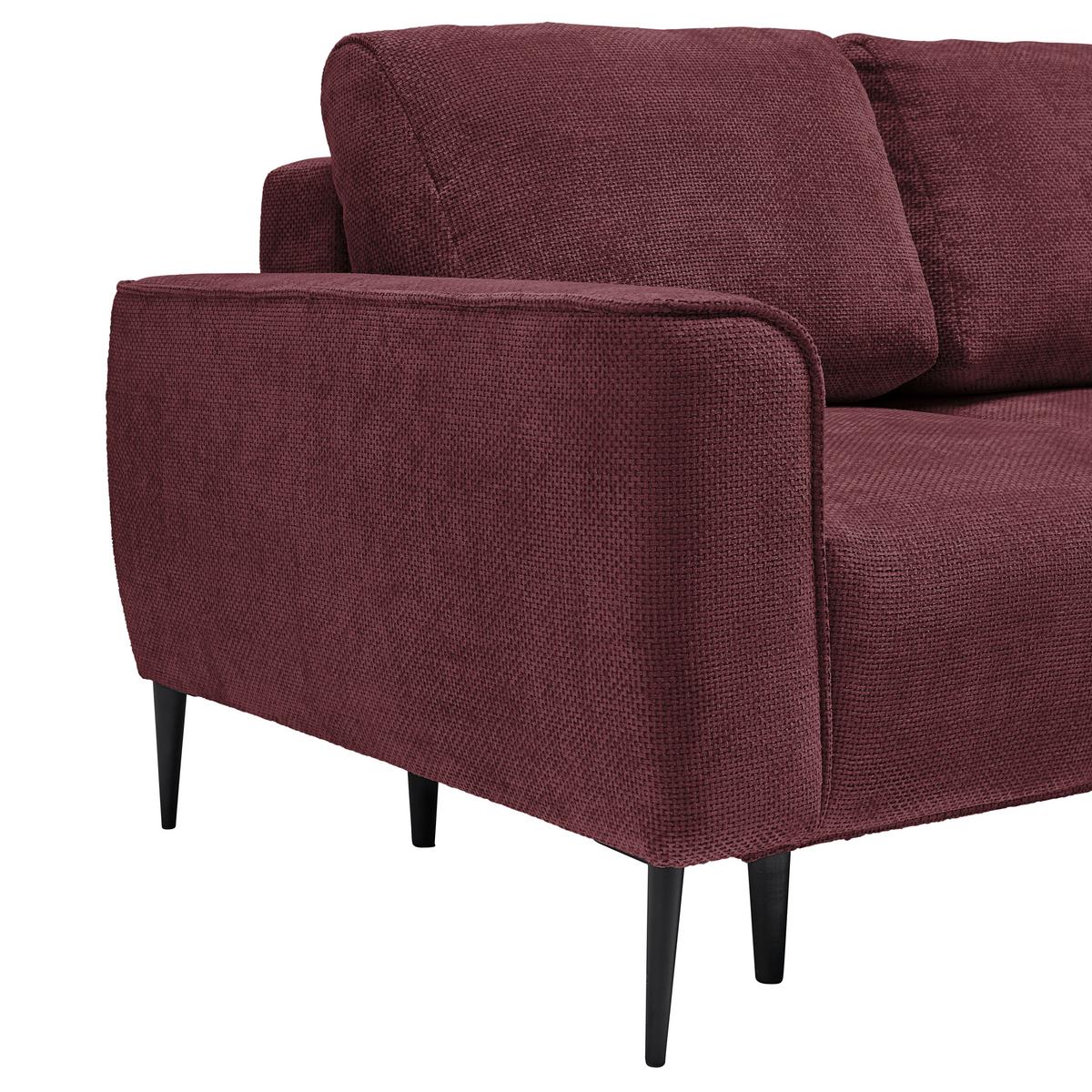 Ecksofa Custom Bordeaux - Bordeaux/Schwarz, MODERN, Textil/Metall (255/164cm) - Mömax
