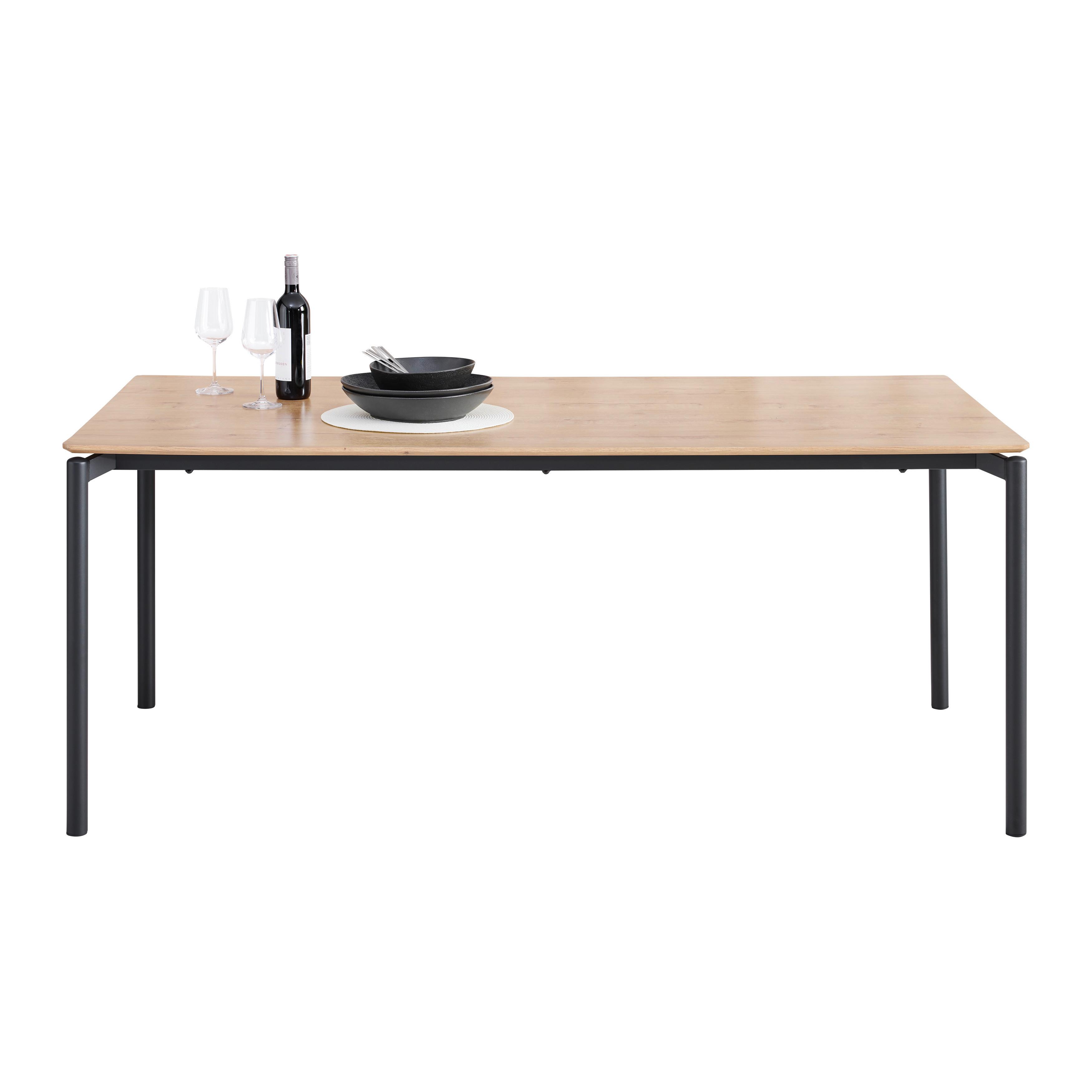 Esstisch Lido Eichefarben ca. 180x76x90cm - Eichefarben/Schwarz, MODERN, Holzwerkstoff/Metall (180/90/76cm) - Mömax