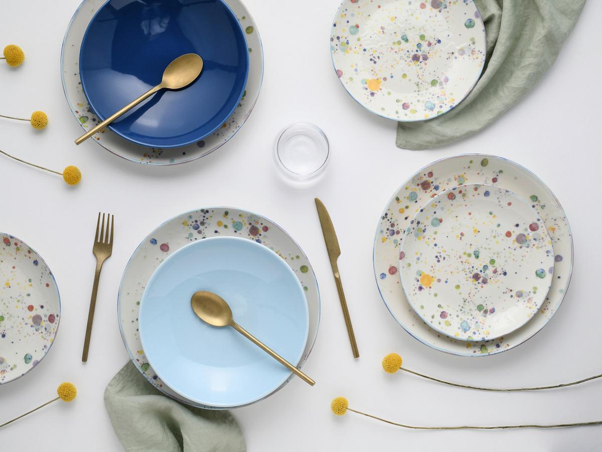 Jedilni Servis Candy Drops Mix, 12-Delni - modra/pastelno modra, Basics, keramika - Creatable