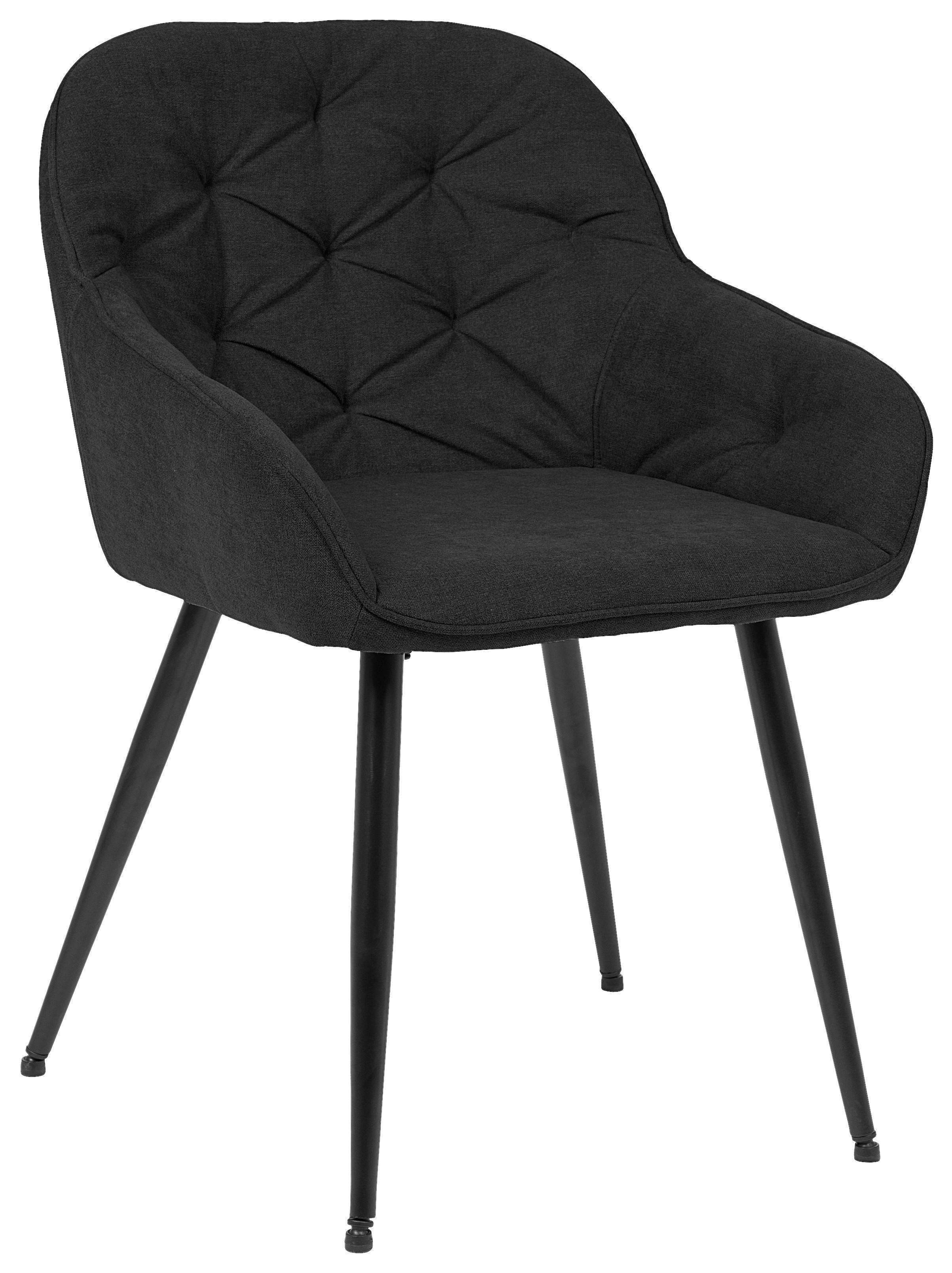 KRZESŁO Z PODŁOKIETNIKAMI ANCONA - antracytowy/czarny, Romantik / Landhaus, metal/tkanina (55/80/61cm) - Livetastic