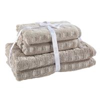 ZESTAW RĘCZNIKÓW FROTTE QUADRETTI - beżowy/niebieski, Basics, tkanina - Moeve