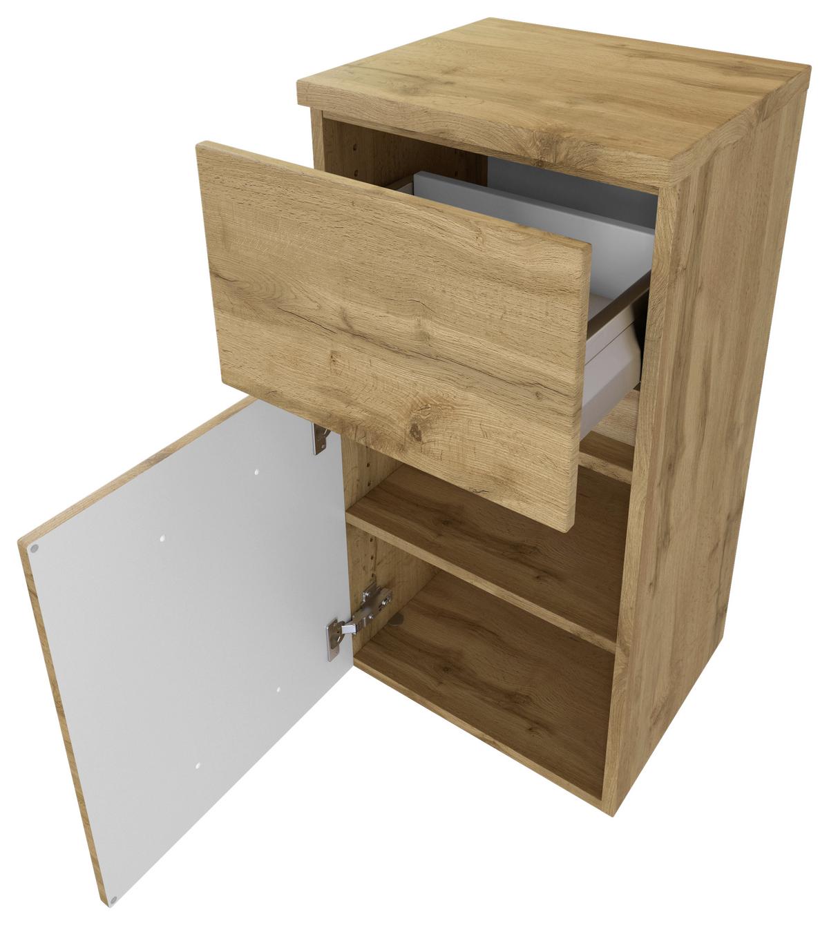 Unterschrank Pienza B: 40 cm Eiche Wotan Dekor - Eiche Wotan/Silberfarben, MODERN, Holzwerkstoff/Kunststoff (40/81,5/35cm) - Held