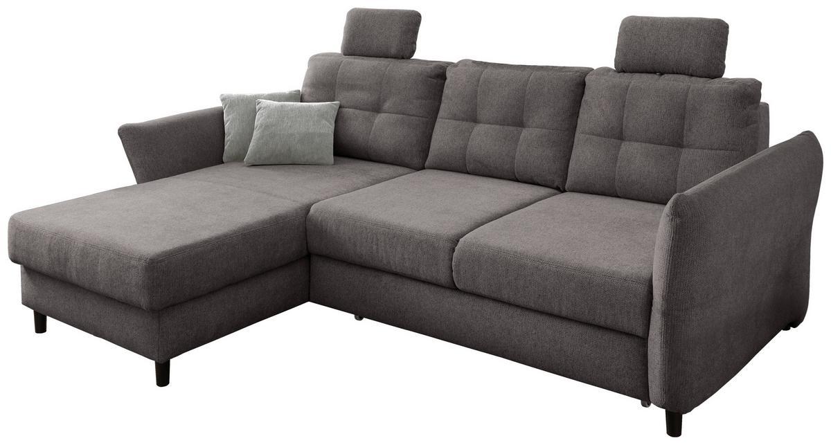 Wohnlandschaft Brizzini Graubraun Chenille - Graubraun/Hellgrau, MODERN, Holz/Textil (176/250-280cm) - Livetastic