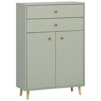 Srednje Visoka Omara Bjarne, Pastelno Zelena - barve jesena/barve hrasta, Moderno, leseni material/les (77/113,4/33,1cm) - Stylife