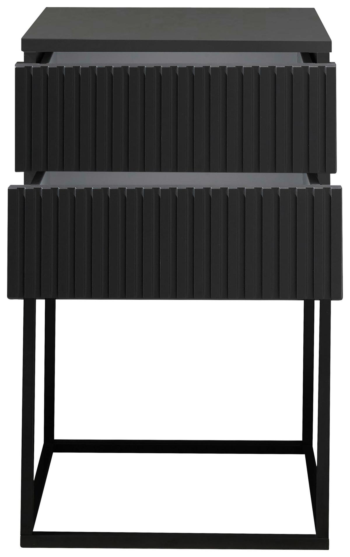 SZAFKA NOCNA MARLE - czarny/kolor grafitowy, Modern, materiał drewnopochodny/metal (40/65/38,5cm) - Livetastic