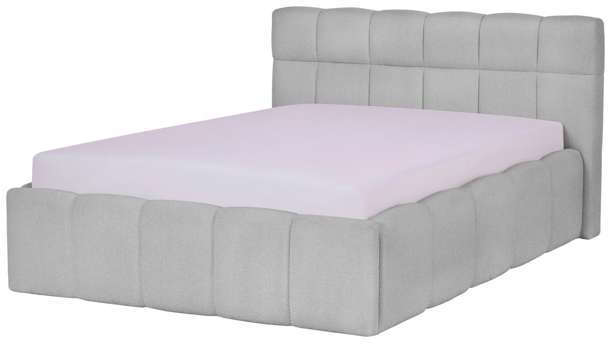 Polsterbett Ascona Hellgrau ca. 140x200cm - Hellgrau/Schwarz, KONVENTIONELL, Kunststoff/Textil (140/200cm) - Based