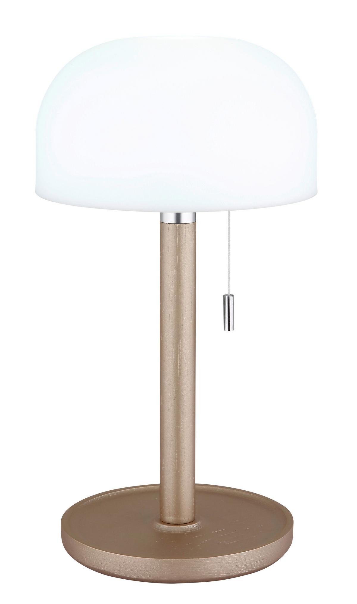 AKKU-TISCHLEUCHTE NORMAN - Weiss/Champagner, Trend, Holz/Kunststoff (15/28cm) - Globo
