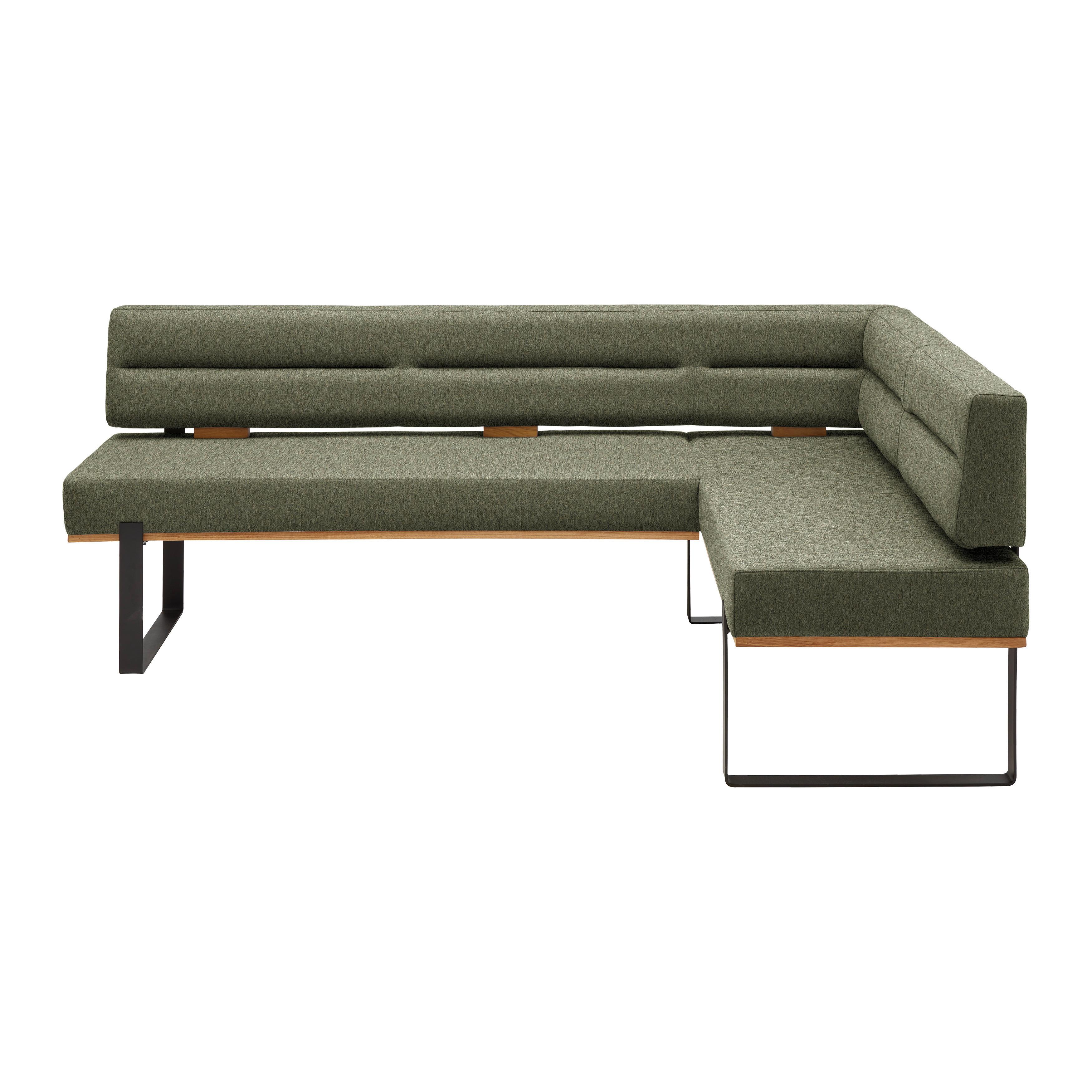 Eckbank Canon LI. in Grün - Schwarz/Grün, Konventionell, Holz/Textil (220/85/160cm) - Based