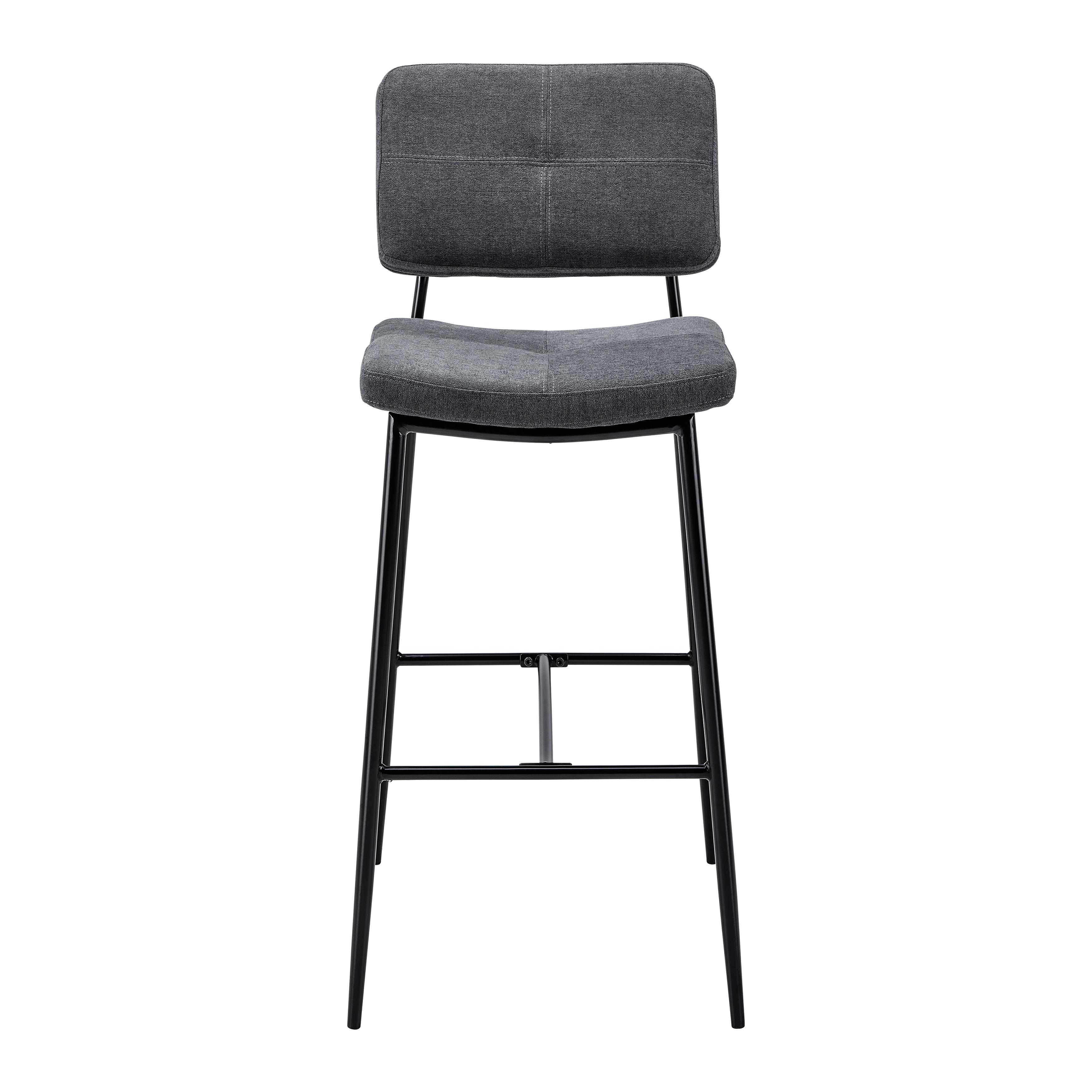 Barhocker "Neta", Webstoff, dunkelgrau, Gepolstert - Dunkelgrau/Schwarz, MODERN, Holz/Textil (45/103/52cm) - Bessagi Home