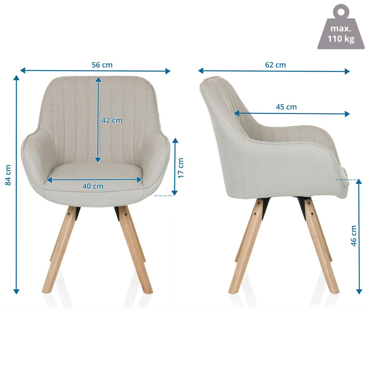 Naslanjač Scandi Soft, Krem Barva - krem barve/barve bukve, Moderno, tekstil/les (56/84/62cm) - MID.YOU