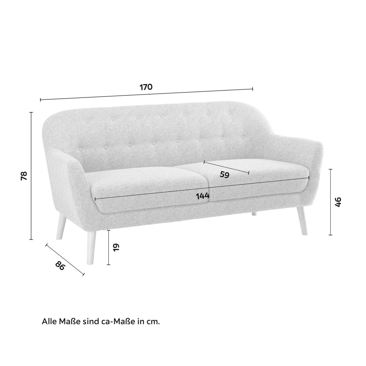Canapea cu 3 locuri LORY - bej, Modern, lemn/textil (170/78/86cm) - Bessagi Home