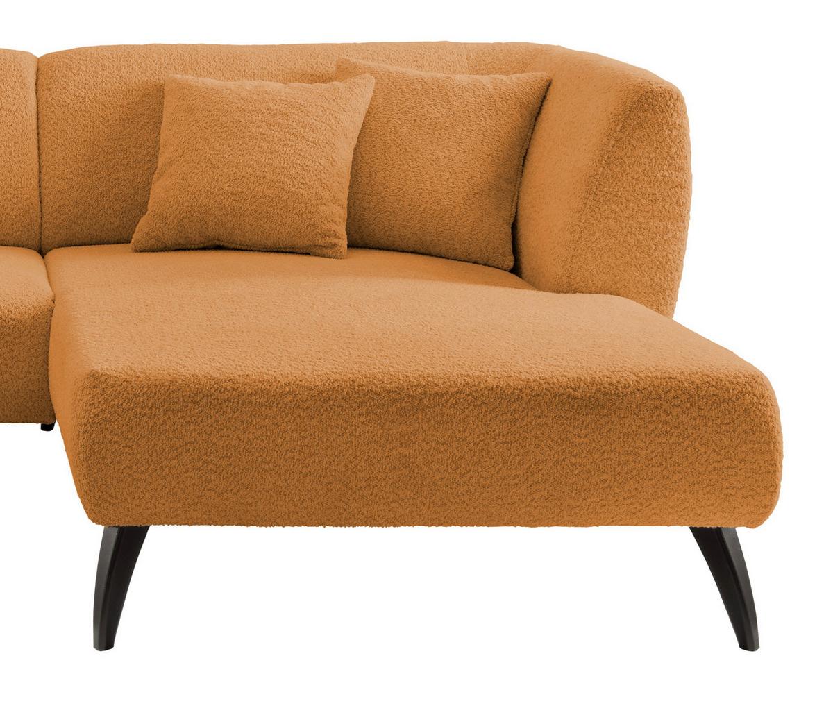 Wohnlandschaft Colori Goldfarben Bouclé - Goldfarben/Schwarz, MODERN, Holz/Textil (264/160cm) - MID.YOU