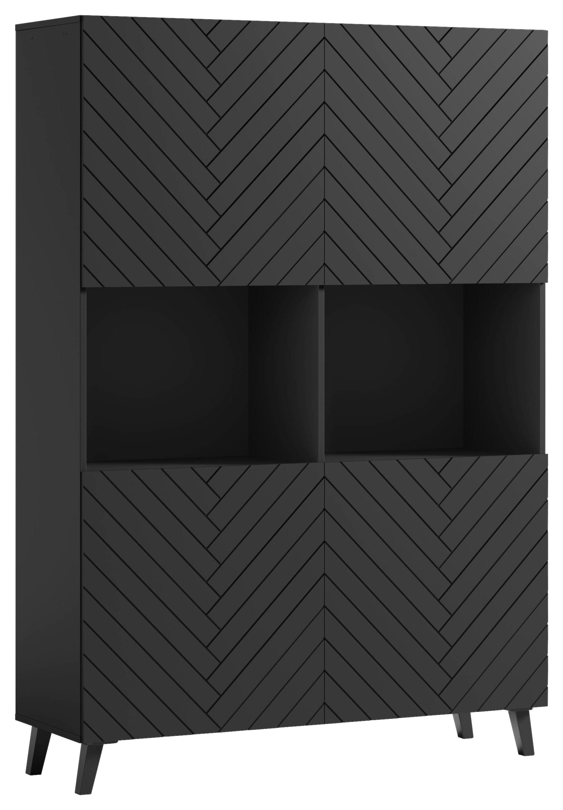 Highboard Phuket ca. 120x172 cm Schwarz - Schwarz, Design, Holzwerkstoff/Kunststoff (120/172/39,1cm) - Livetastic