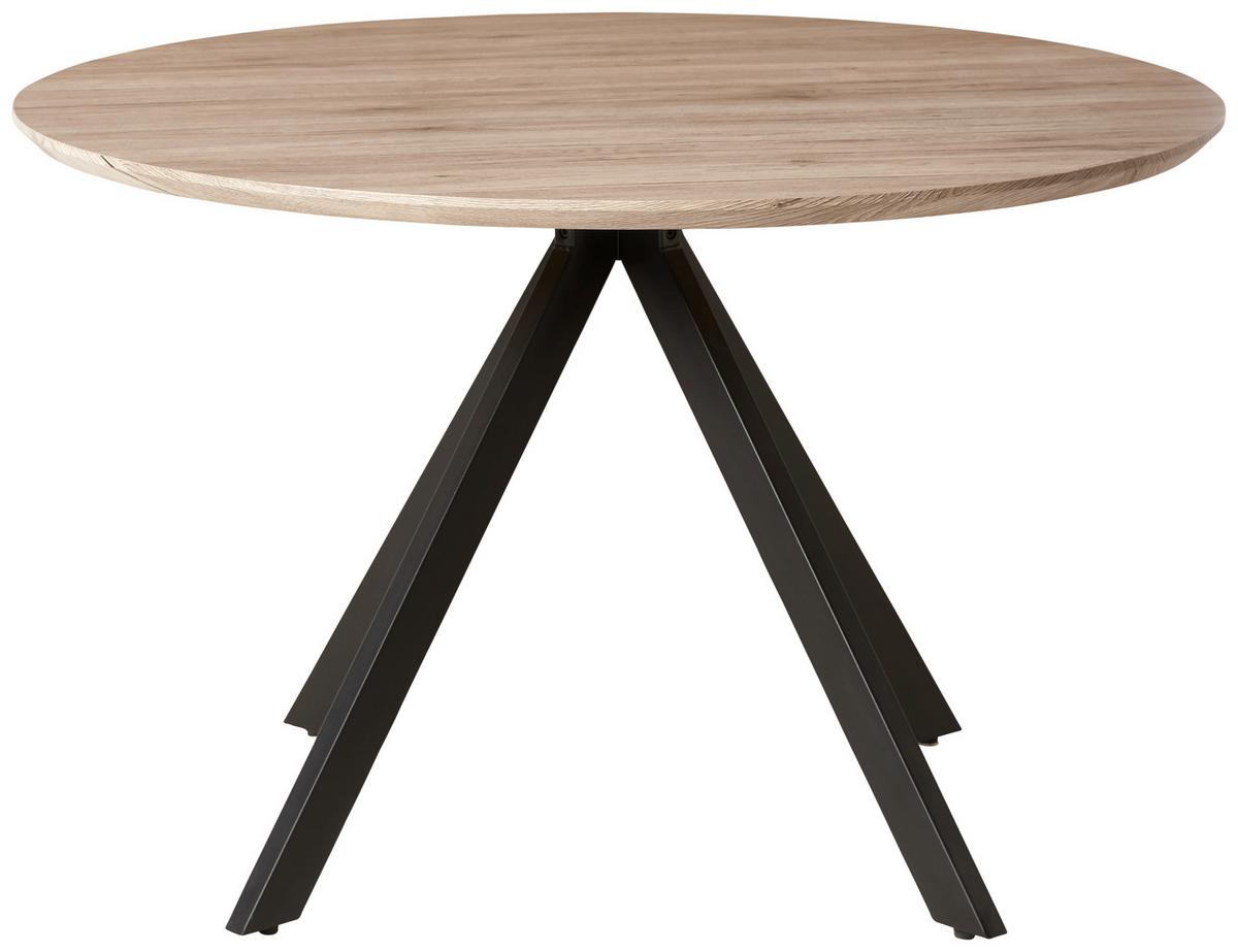 Jedilna Miza Leeds, Ø 120cm - črna/naravne barve, Trendi, kovina/leseni material (120/76/120cm) - Livetastic