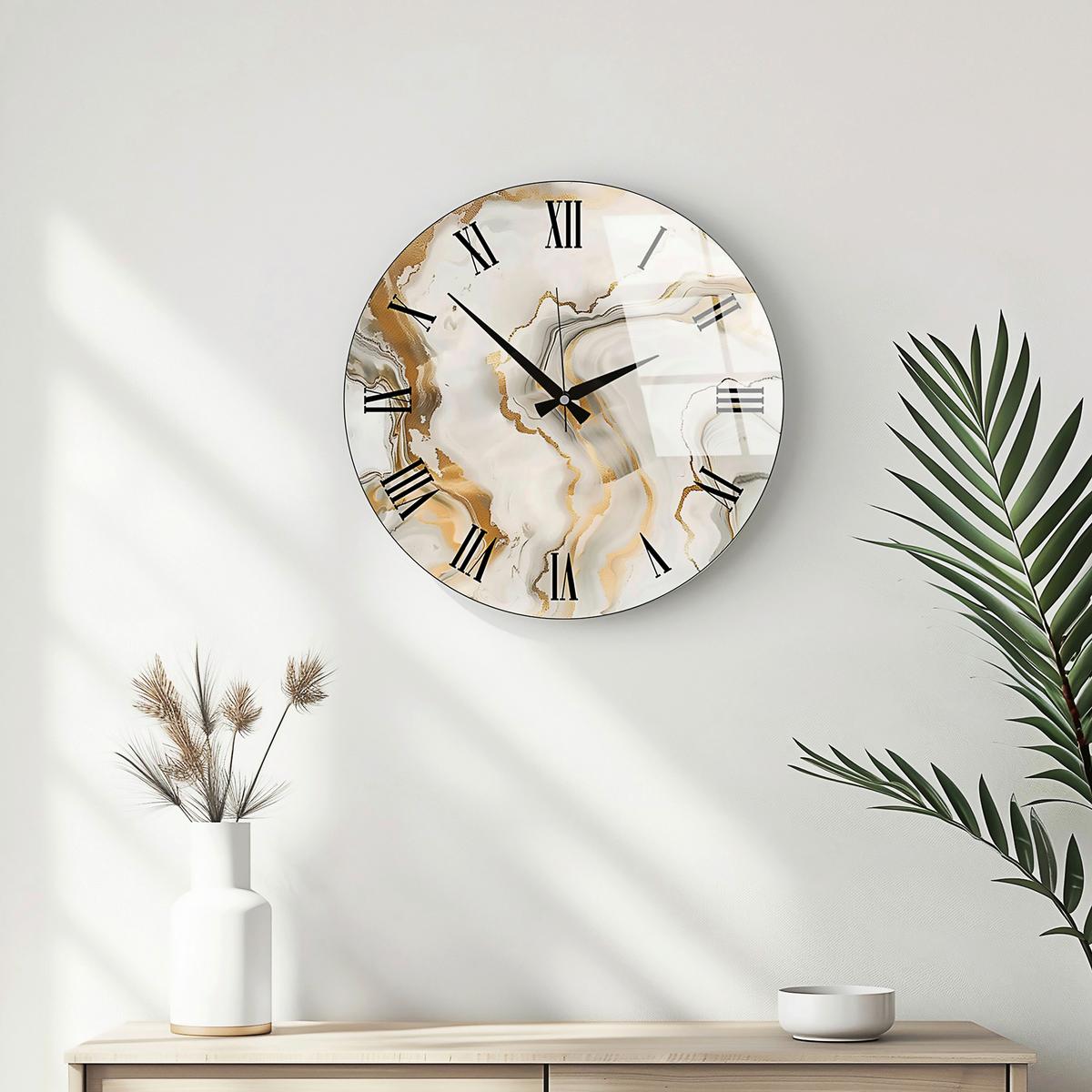 ZEGAR ŚCIENNY HUHU338 - 40 X 40 - biały/kolor złoty, Lifestyle, szkło (40/40/0,4cm)