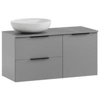 Waschtischkombi Alessio Grau - Platinfarben/Weiß Hochglanz, MODERN, Keramik/Holzwerkstoff (92,3cm) - MID.YOU