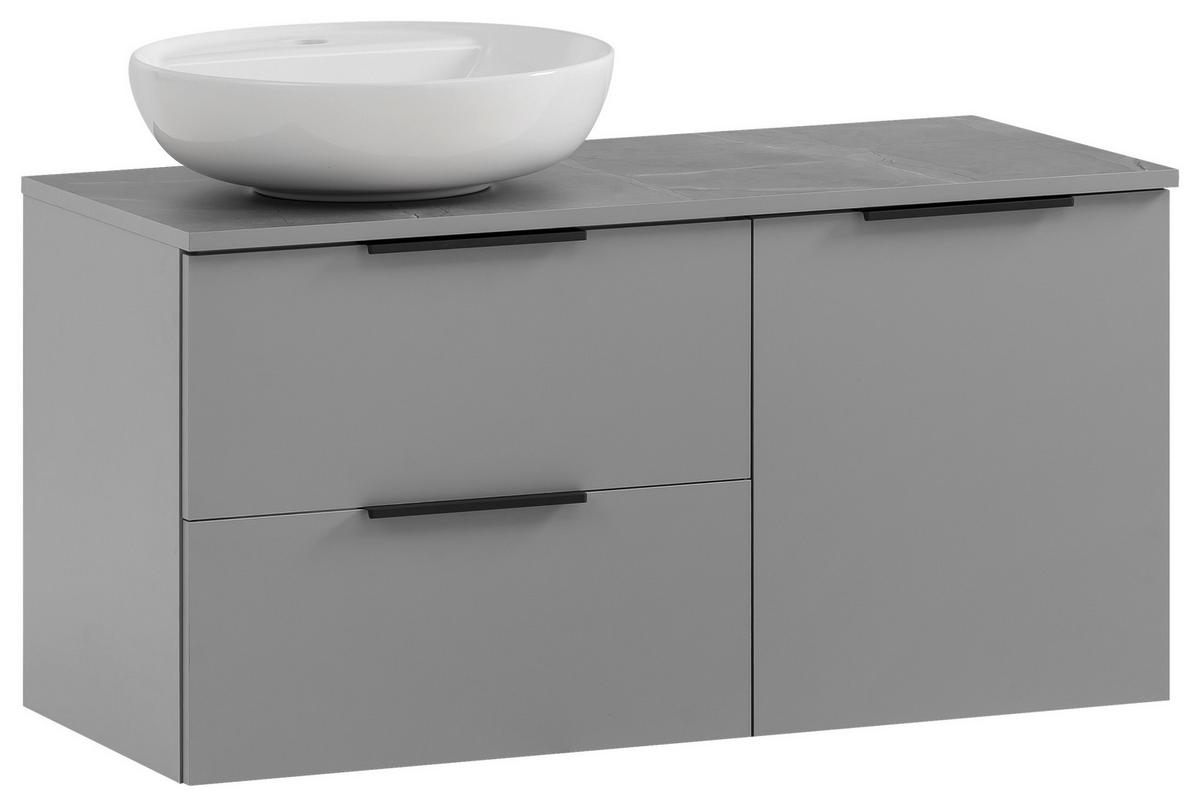 Waschtischkombi Alessio Grau - Platinfarben/Weiß Hochglanz, MODERN, Keramik/Holzwerkstoff (92,3cm) - MID.YOU