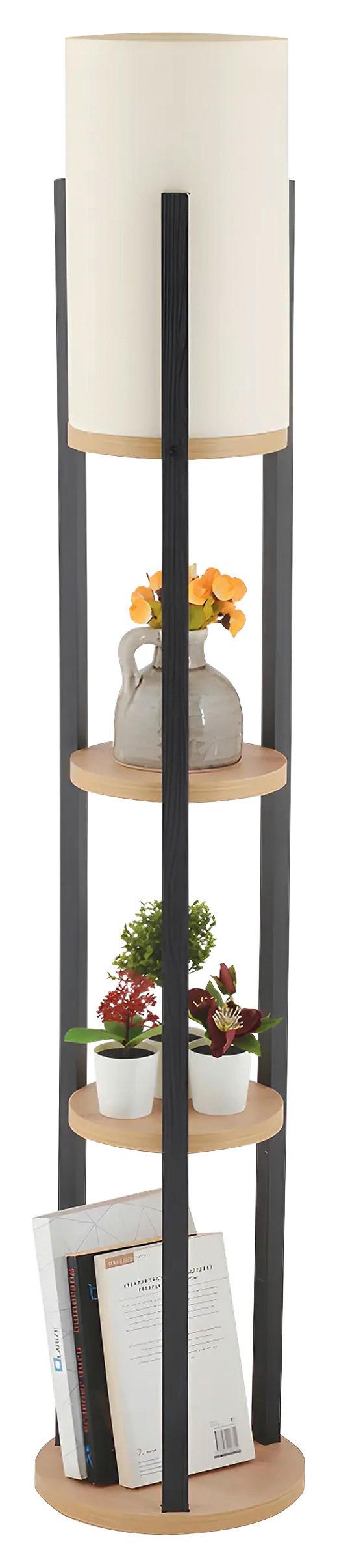 LAMPA STOJĄCA CIRCLE NORA - SRC - kolor naturalny/kremowy, Design, materiał drewnopochodny/tworzywo sztuczne (21/135cm) - P & B