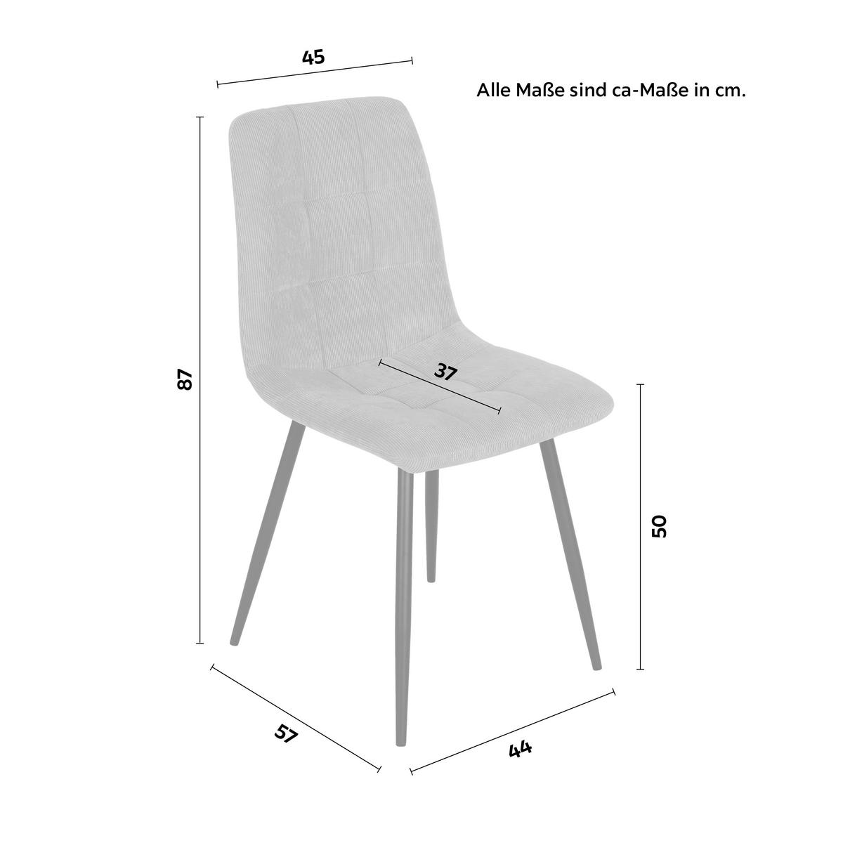 Stuhl Nino aus Kord in Gelb - Gelb/Schwarz, Modern, Holz/Textil (45/87/57cm) - Mömax