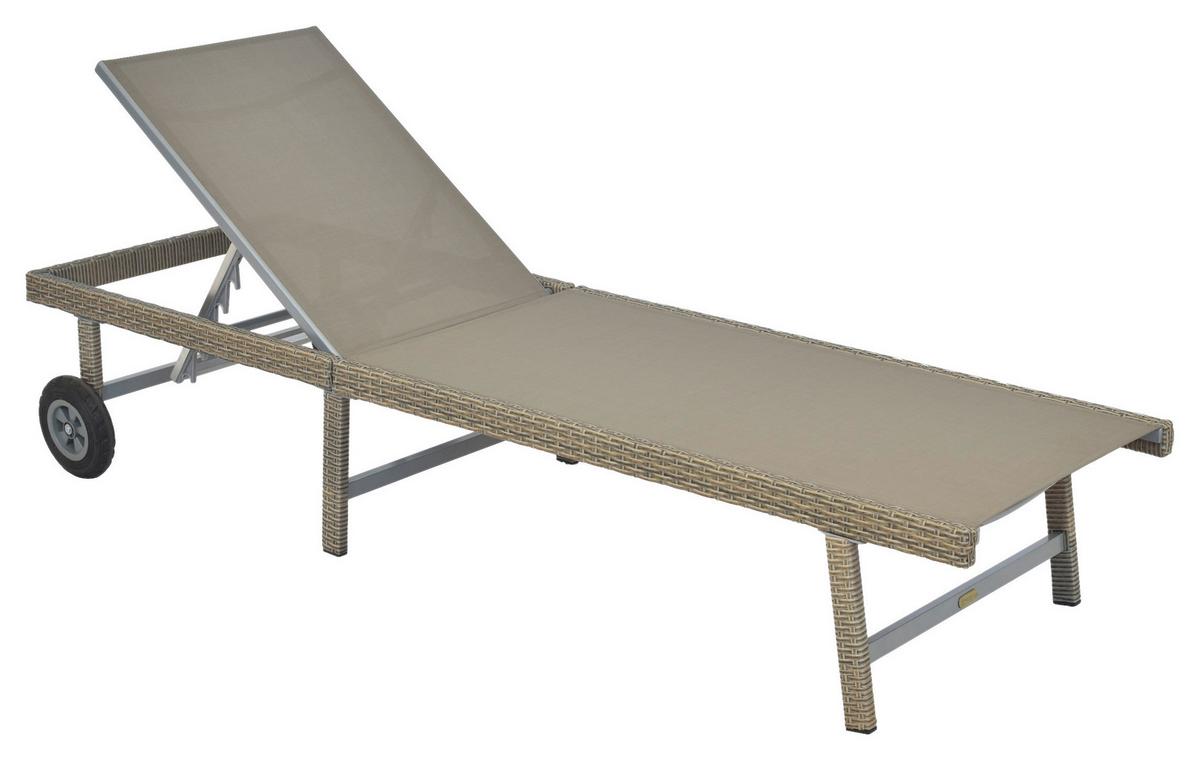 Vrtni Ležalnik Navarra - siva/bež, Moderno, kovina/umetna masa (202/35/65cm) - Gardenson