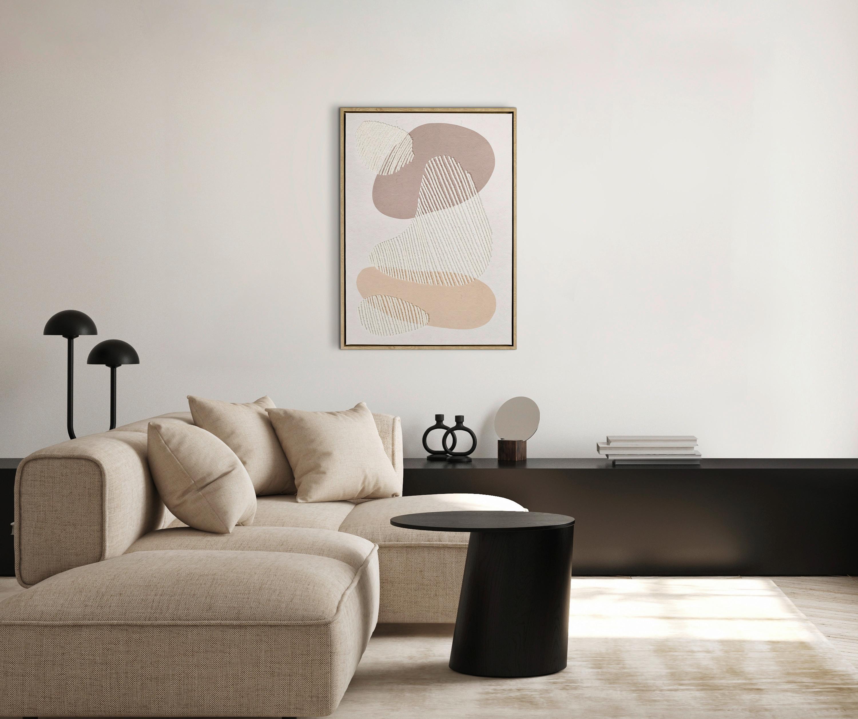 TABLEAU SUR TOILE DENISE SMALL - Beige/couleur naturelle, matériau en bois/matière synthétique (60/90cm) - Premium Living