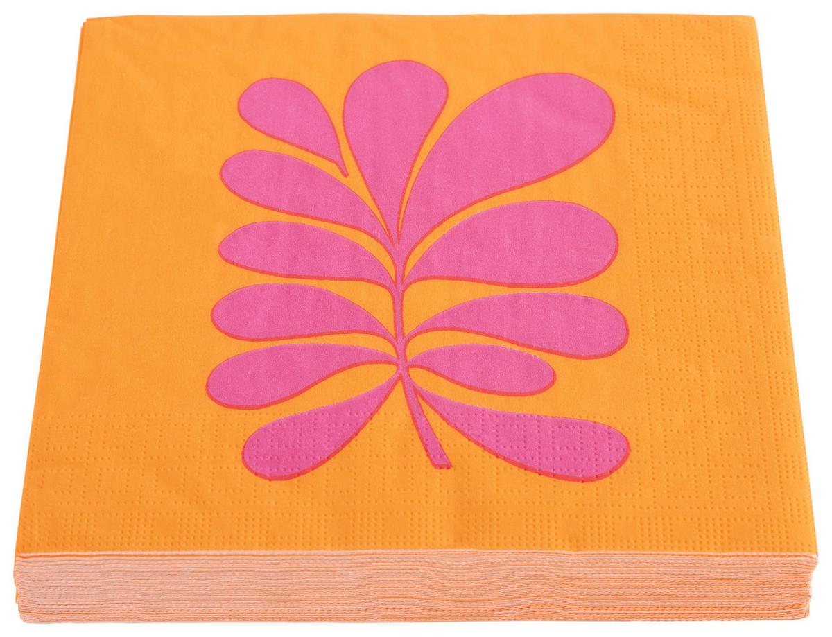 Serviette Kai in Orange ca. 33x33cm - Pink/Orange, Papier (33/33cm)