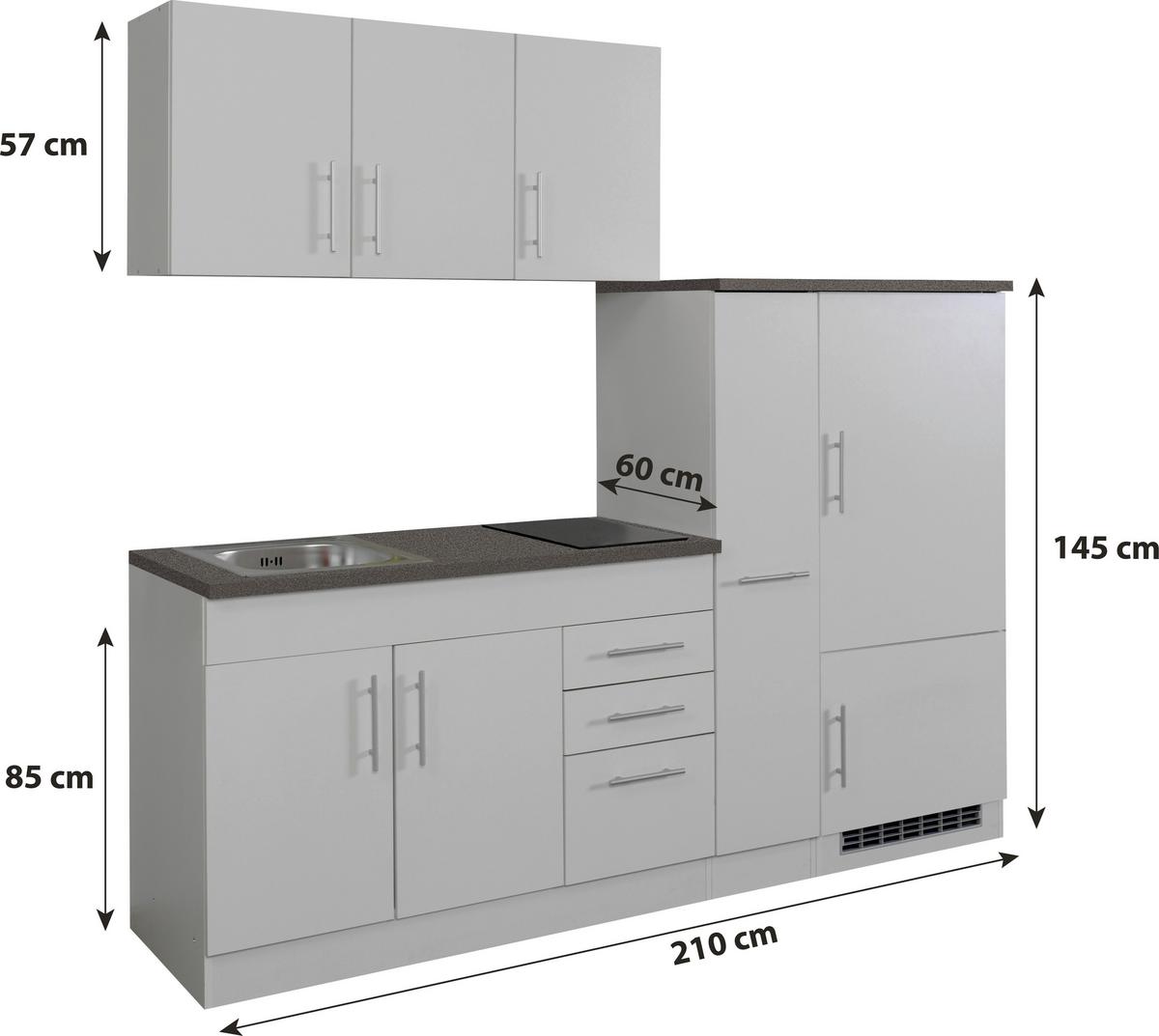 Küchenblock Toronto II m. Geräten Buche - Chromfarben/Buchefarben, MODERN, Holzwerkstoff/Metall (210cm) - Held