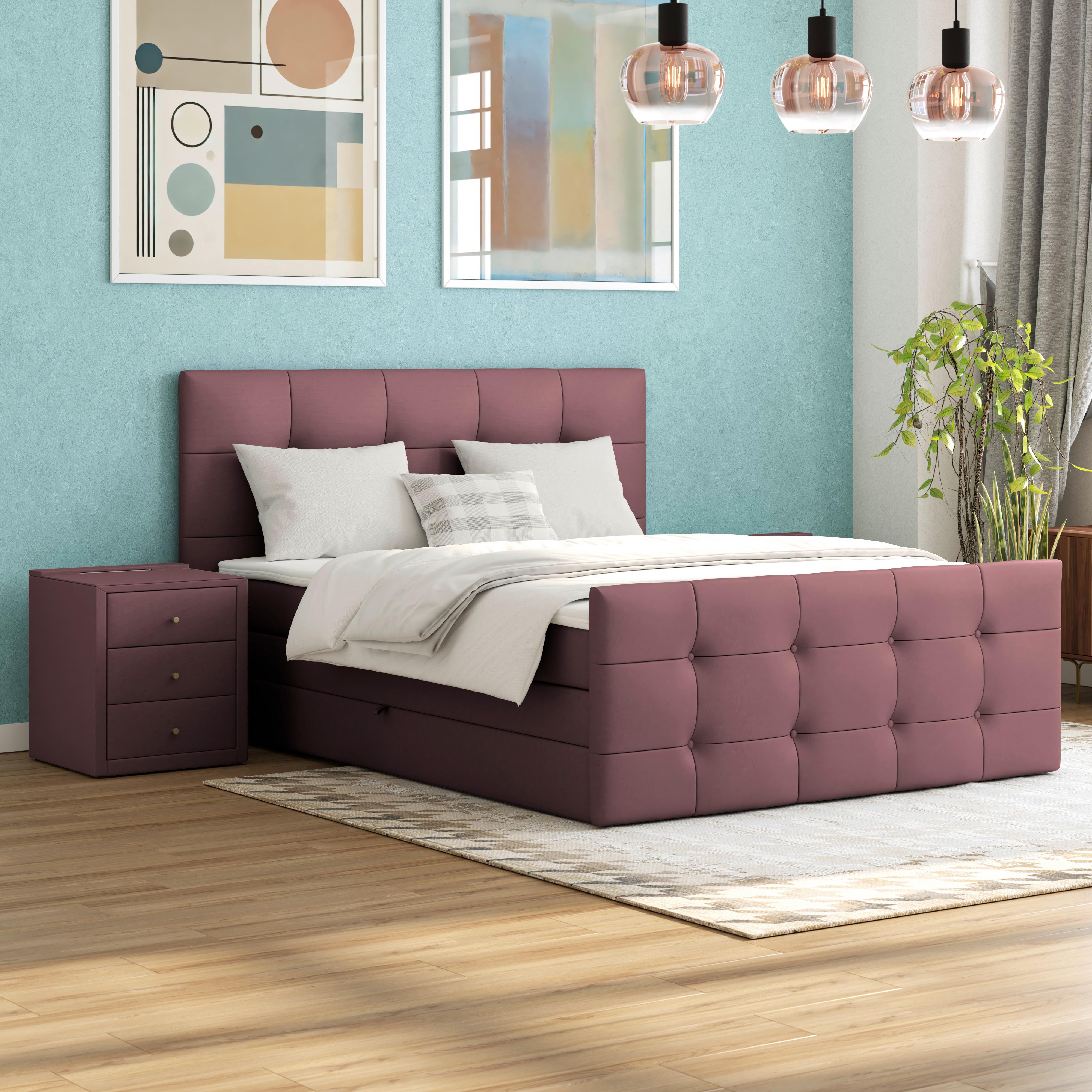 PAT BOXSPRING JOSIE C - roz, Modern, plastic/lemn (160/200cm)
