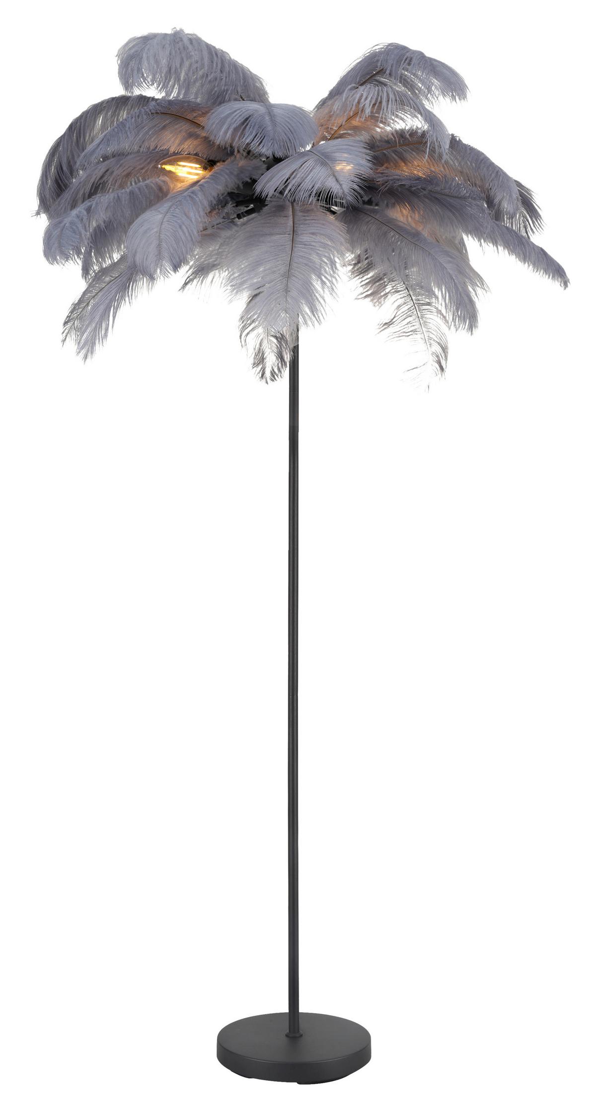Stehleuchte Fedi Grau/Schwarz max. 3 Watt - Schwarz/Grau, MODERN, Textil/Metall (55/55/160cm) - Mömax
