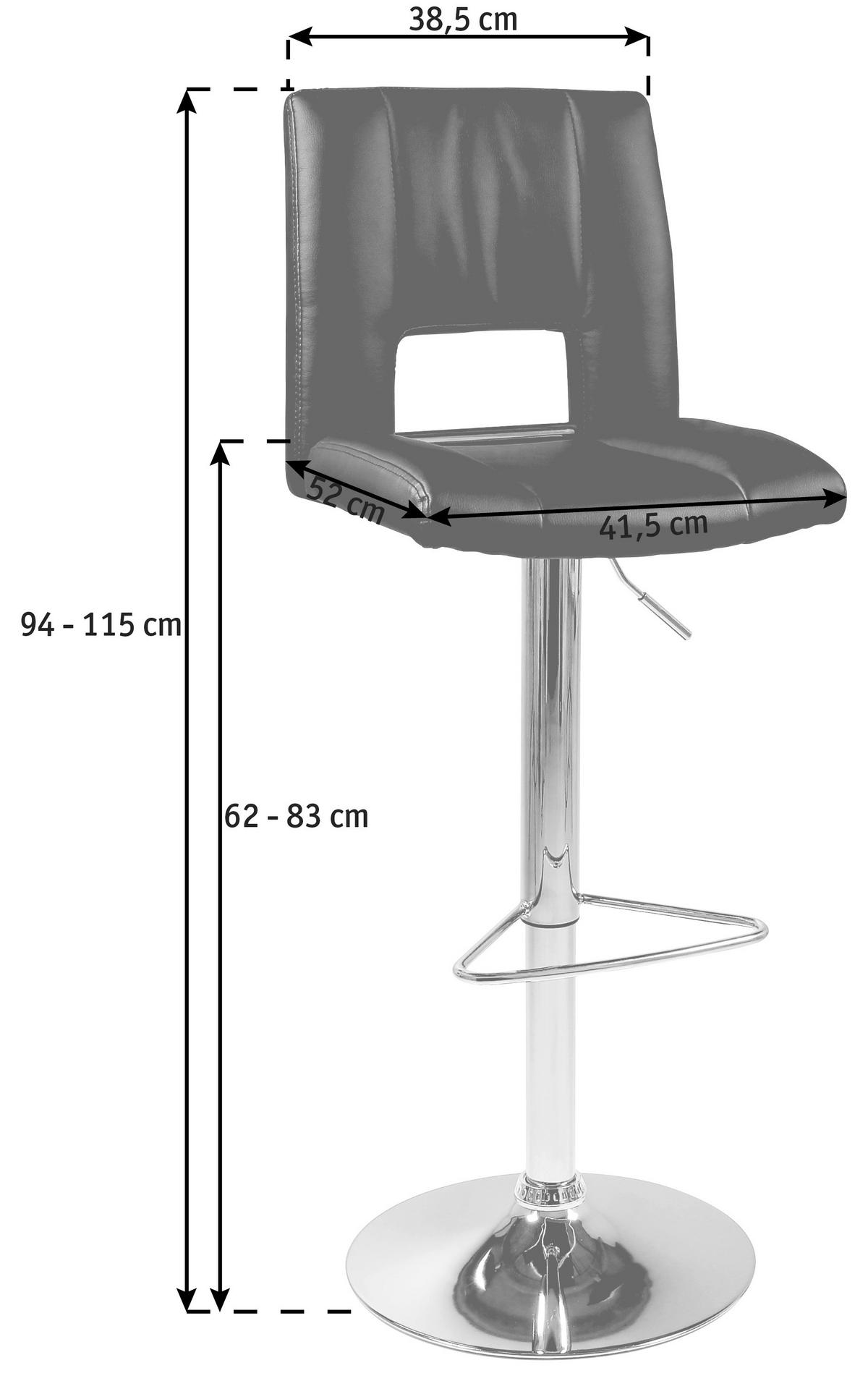 STOŁEK BAROWY SYLVIA - jasnoszary/kolor chromowy, Design, metal/tkanina (41,5/94-115/52cm) - Carryhome