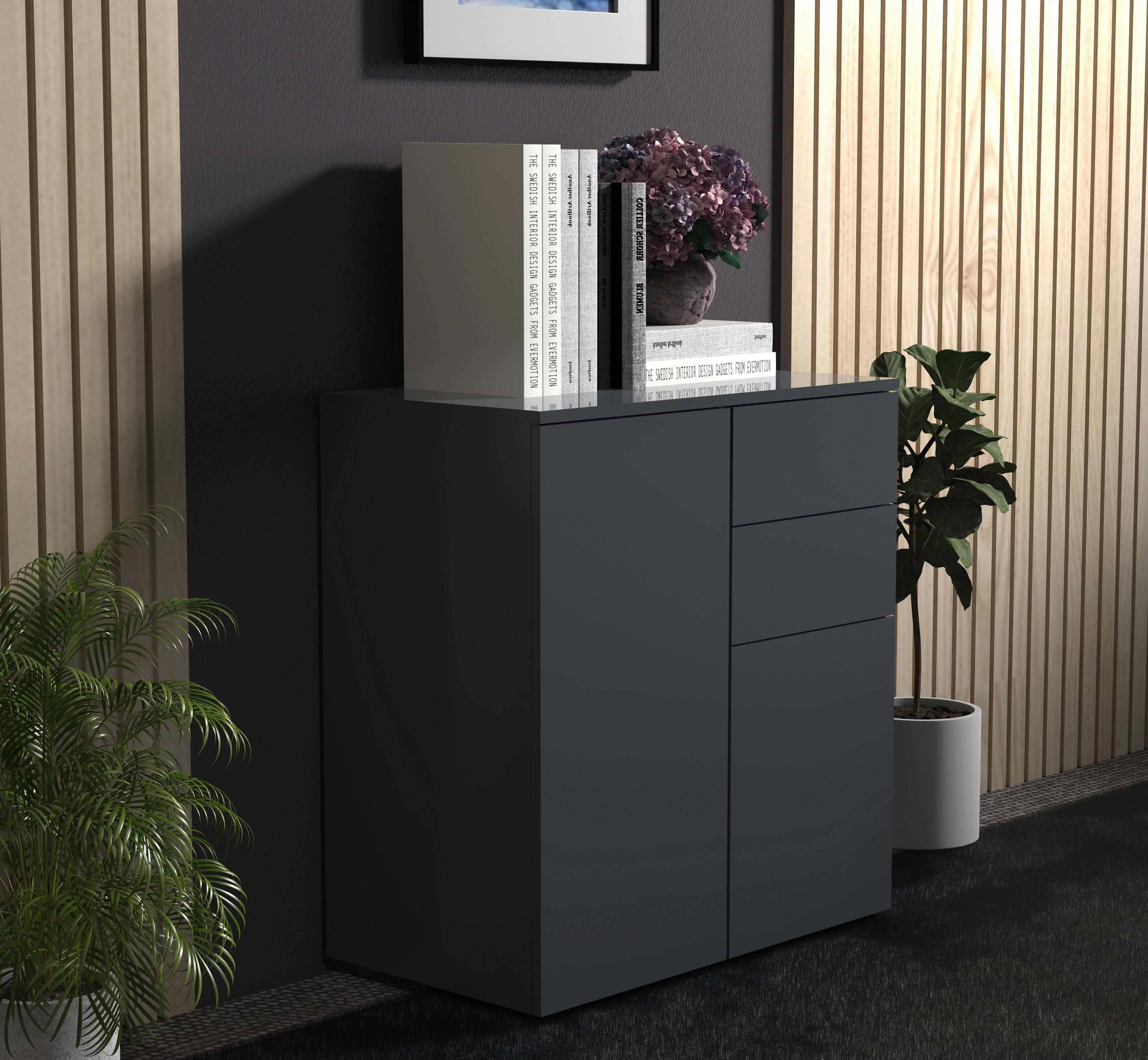 Kommode DALOSA Anthrazit ca. 70x77x39 cm - Anthrazit, MODERN, Holzwerkstoff/Kunststoff (70/77/39cm) - MID.YOU