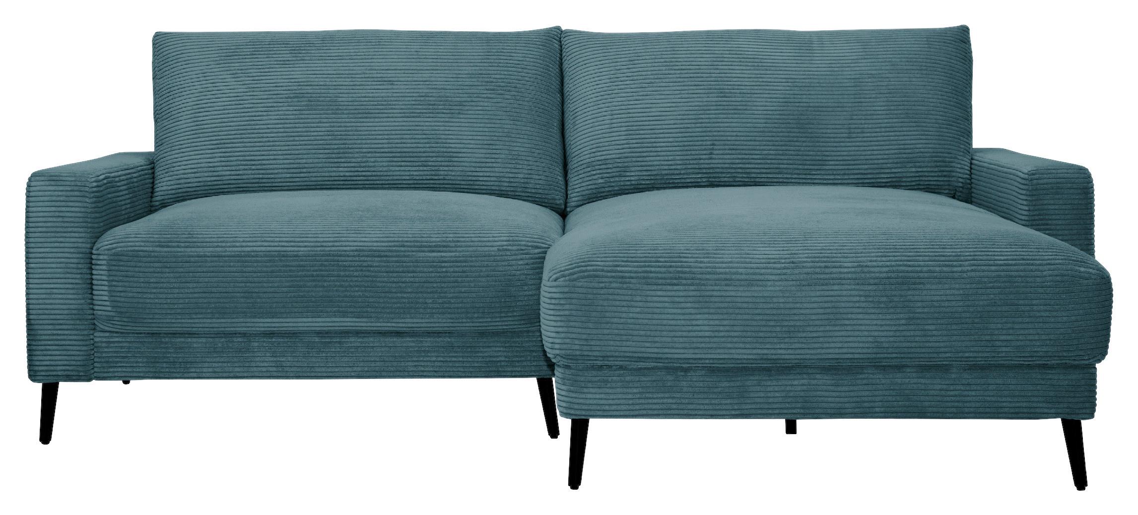 Wohnlandschaft Cora Türkis - Türkis/Schwarz, Modern, Holz/Textil (223/86/161cm) - Mömax