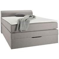 Boxspringbett in Grau ca. 100x200cm - Schwarz/Grau, Konventionell, Kunststoff/Textil (100/200cm) - Based