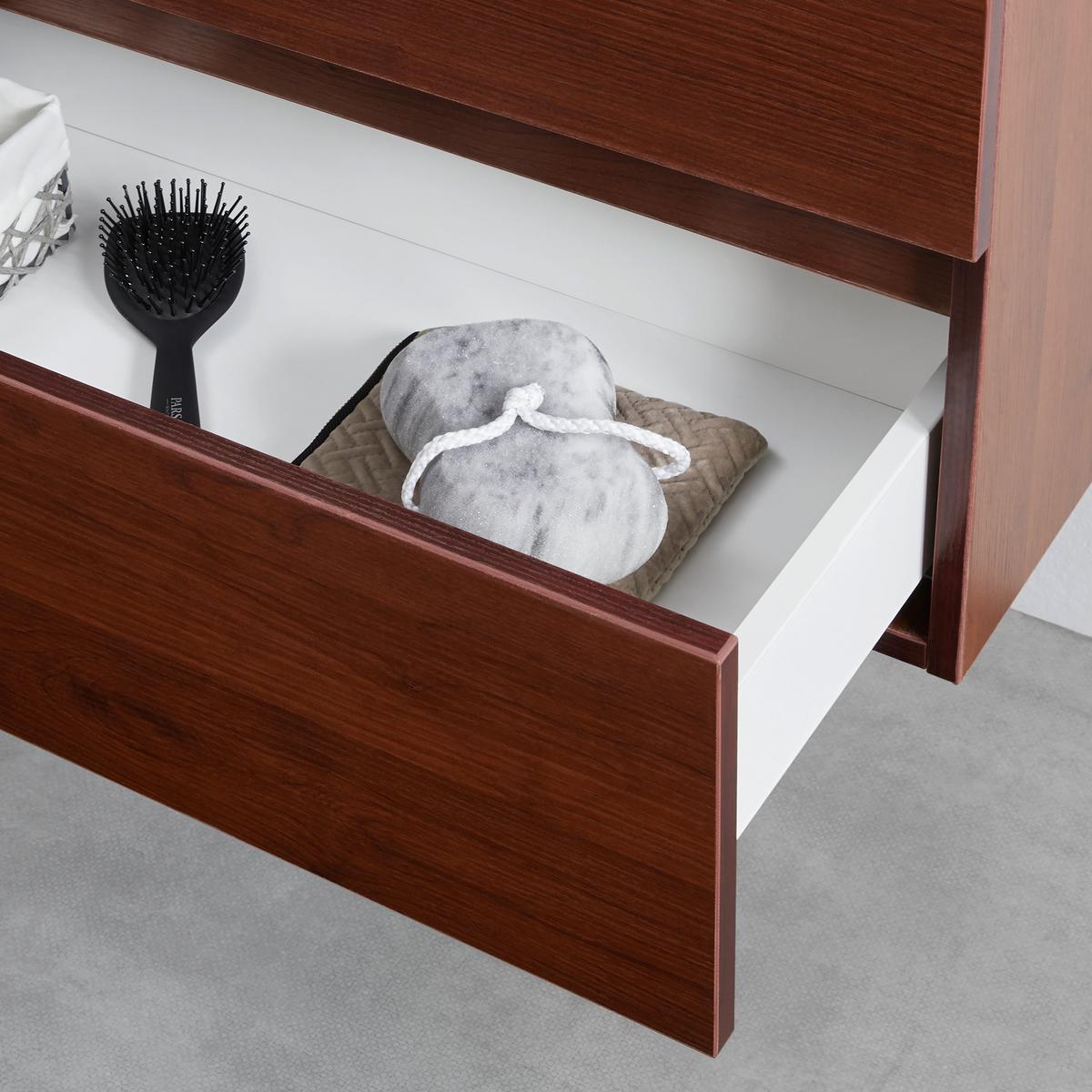 Kopalnica Davide, Rjava, Bela, Led - bela/naravne barve, Moderno, steklo/leseni material (91/50/46,5cm) - Bessagi Home
