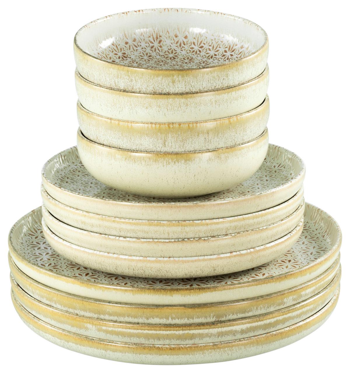 Jedilni Servis Emiliana Peach, 12-Delni - roza/krem barve, Basics, keramika - Creatable