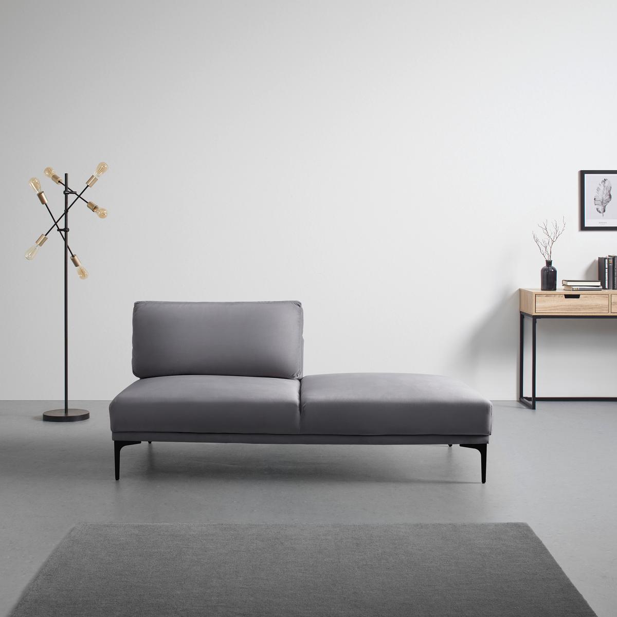 Modulsofa Tessa Dunkelgrau Samt - Dunkelgrau/Schwarz, MODERN, Textil/Metall (180,5/82,5/88,5cm) - Bessagi Home