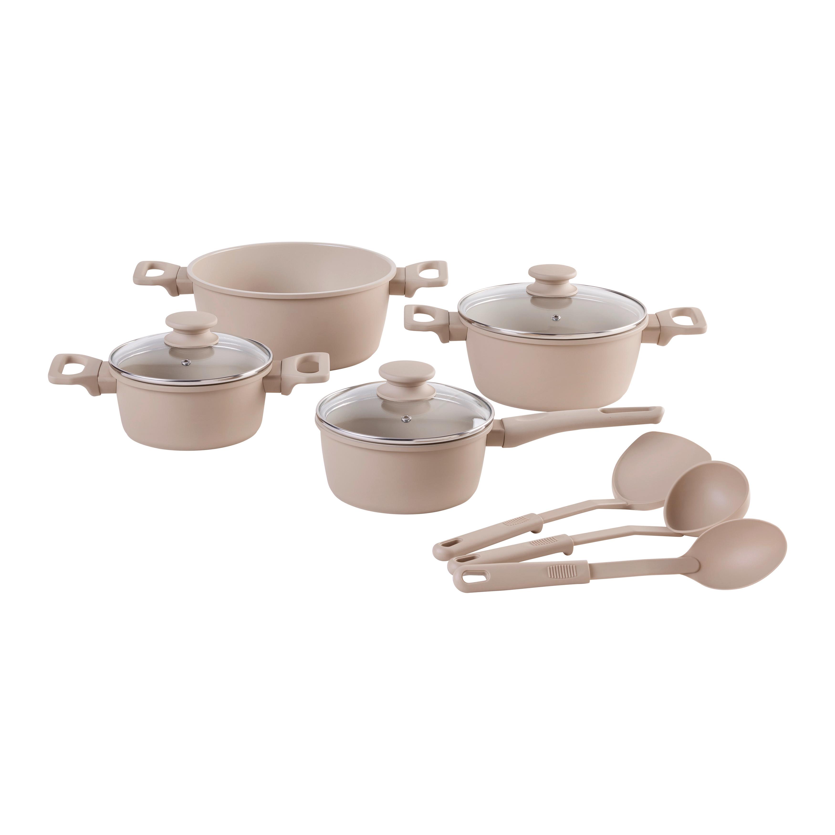GRYT- OCH KASTRULLSET JOHANNA - klar/beige, Modern, metall/glas - Mömax