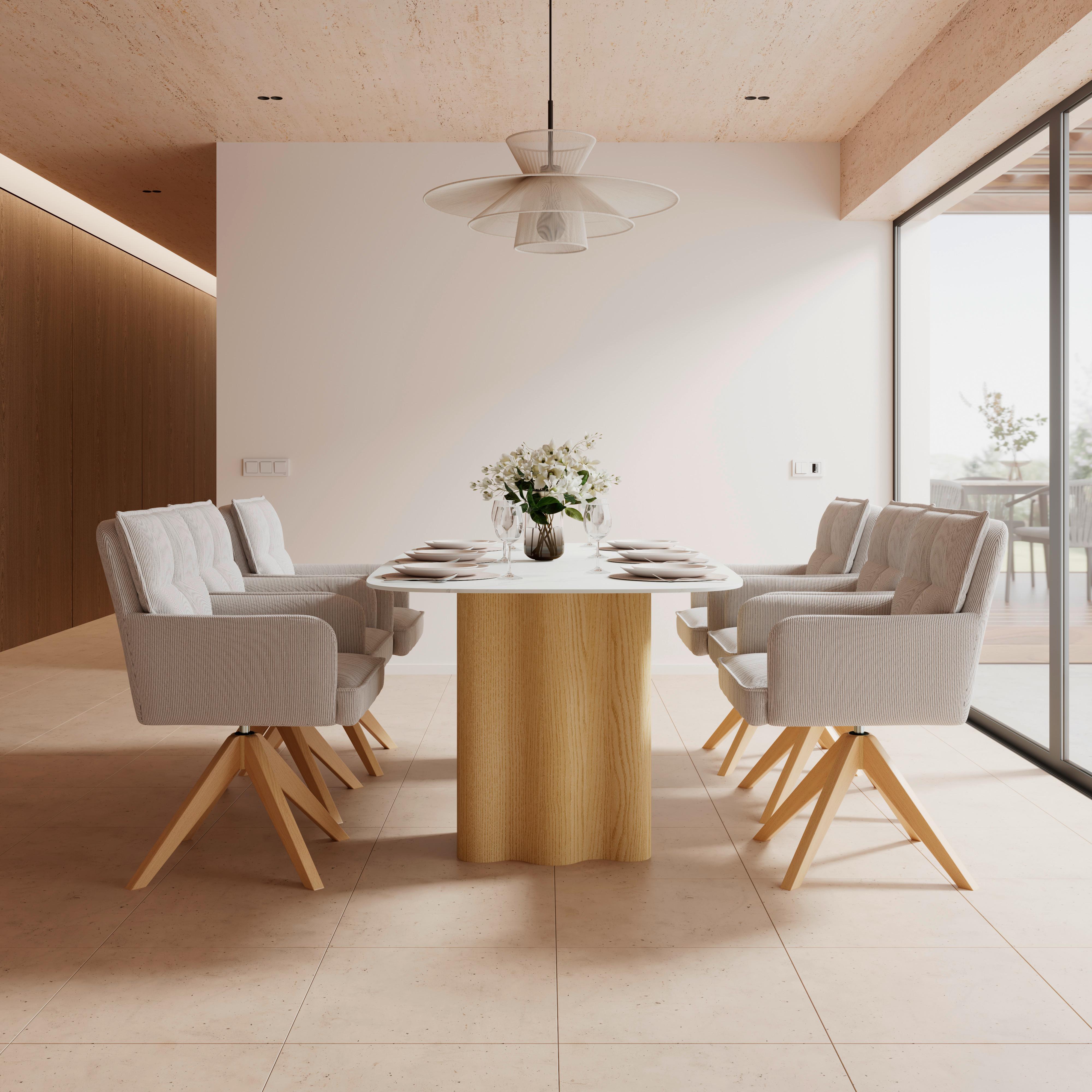Étkezőasztal Elenya - tölgyfa színű/fehér, Modern, faalapú anyag/kő (200/76/100cm) - Bessagi Home