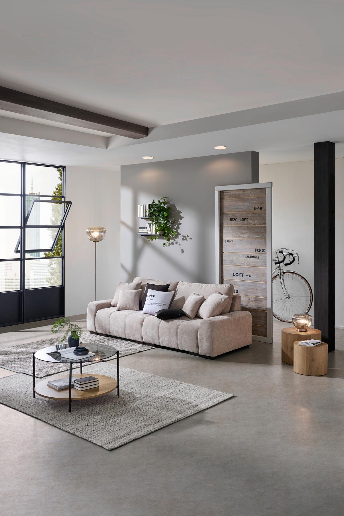 Mega Sofa Toledo - tamno smeđa/bež, Konvencionalno, tekstil/plastika (250/100/90cm) - Best Price