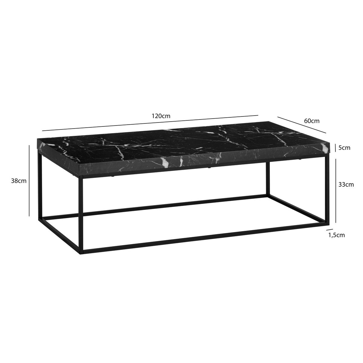 COUCHTISCH WL6.920 - Schwarz, Design, Holzwerkstoff/Metall (120/60/38cm) - Livetastic