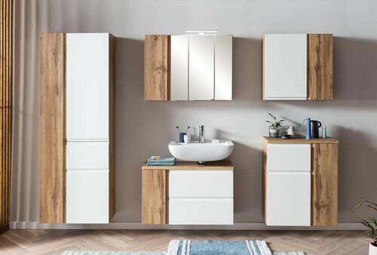 Hochschrank Varese ca. 65x180 cm Weiß/Eiche - Eiche Wotan/Weiß, MODERN, Holzwerkstoff (65/180/35cm) - Held