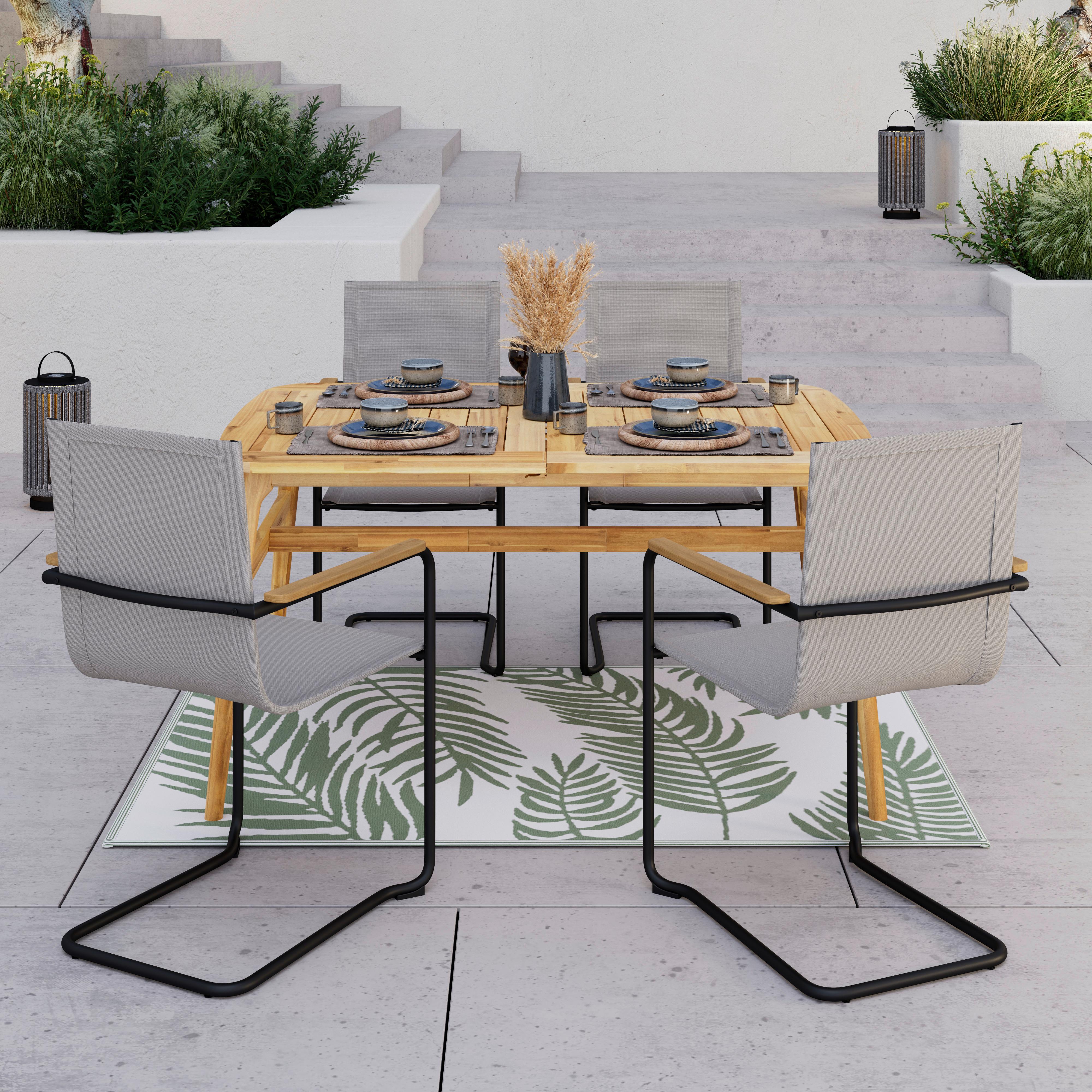 Gartensessel-Set 2-er Daisy Hellgrau aus Textilene/Metall - Hellgrau/Schwarz, MODERN, Holz/Textil (55,5/95/55cm) - Bessagi Garden