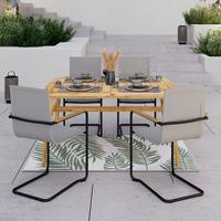 Gartensessel-Set 2-er Daisy Hellgrau aus Textilene/Metall - Hellgrau/Schwarz, MODERN, Holz/Textil (55,5/95/55cm) - Bessagi Garden