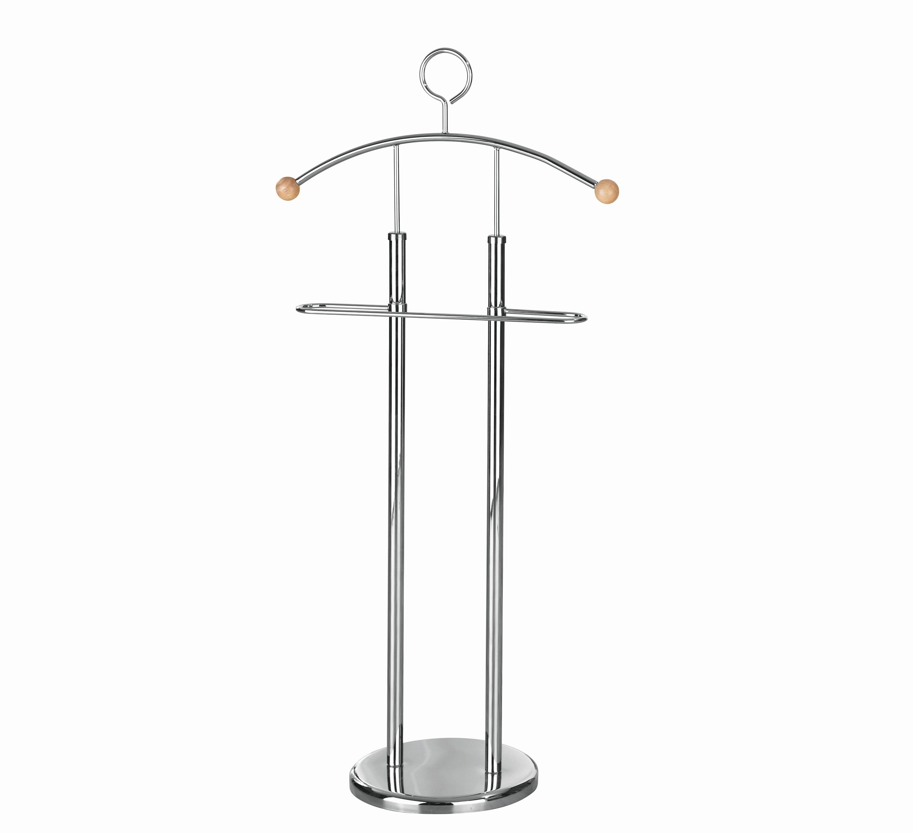Herrendiener in Chromfarben - Chromfarben/Buchefarben, KONVENTIONELL, Holz/Metall (28/113cm) - Mömax
