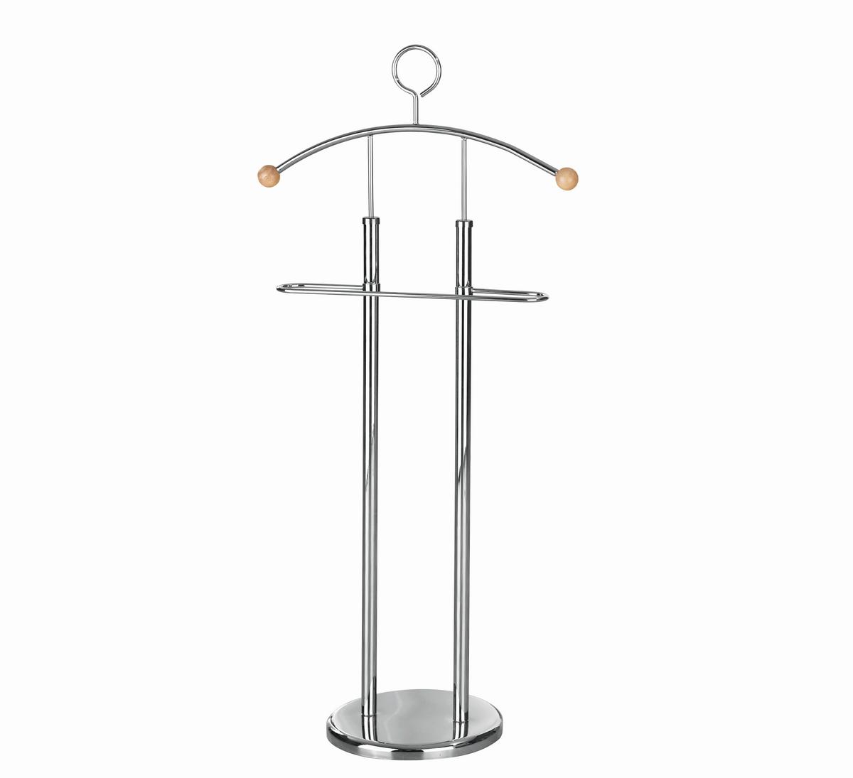 Herrendiener in Chromfarben - Chromfarben/Buchefarben, KONVENTIONELL, Holz/Metall (28/113cm) - Mömax