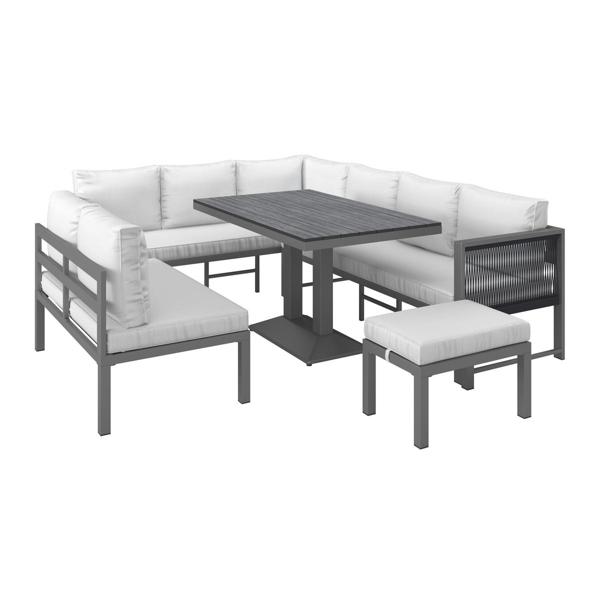 DiningLoungeset Pergolina Weiß Metall/Outdoorstoff +Abdeckung - Schwarz/Weiß, MODERN, Kunststoff/Textil (194/245cm) - Bessagi Garden