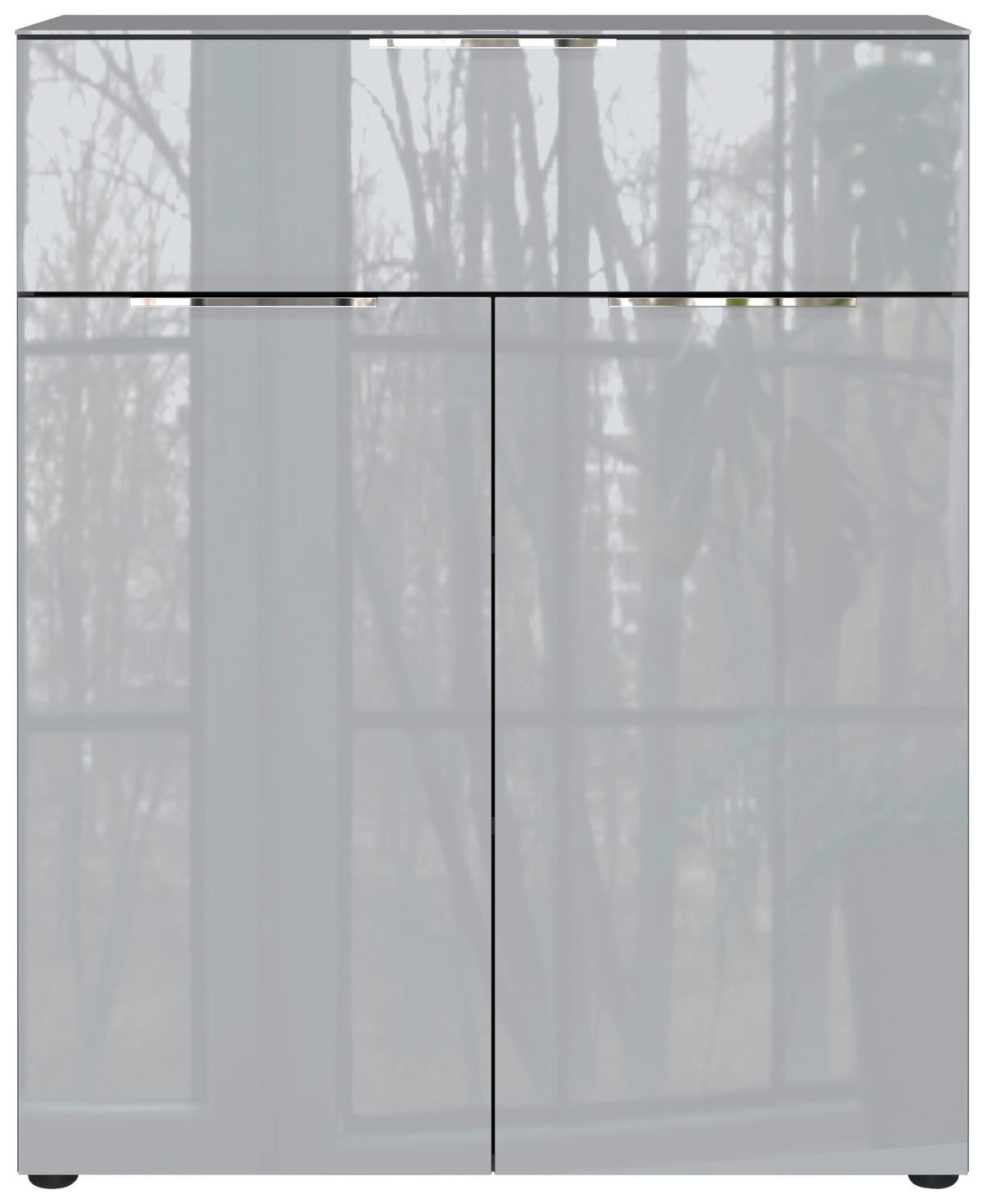 Kommode Oakland in Grau/Graphitfarben - Chromfarben/Graphitfarben, Modern, Glas/Holzwerkstoff (83/102/42cm) - Premium Living