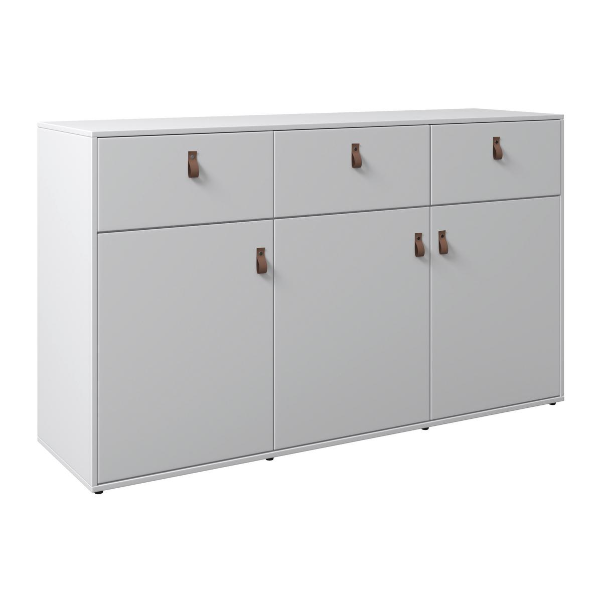 Sideboard Mick Weiß MDF - Schwarz/Braun, MODERN, Kunststoff/Textil (138/80/40cm) - Bessagi Home