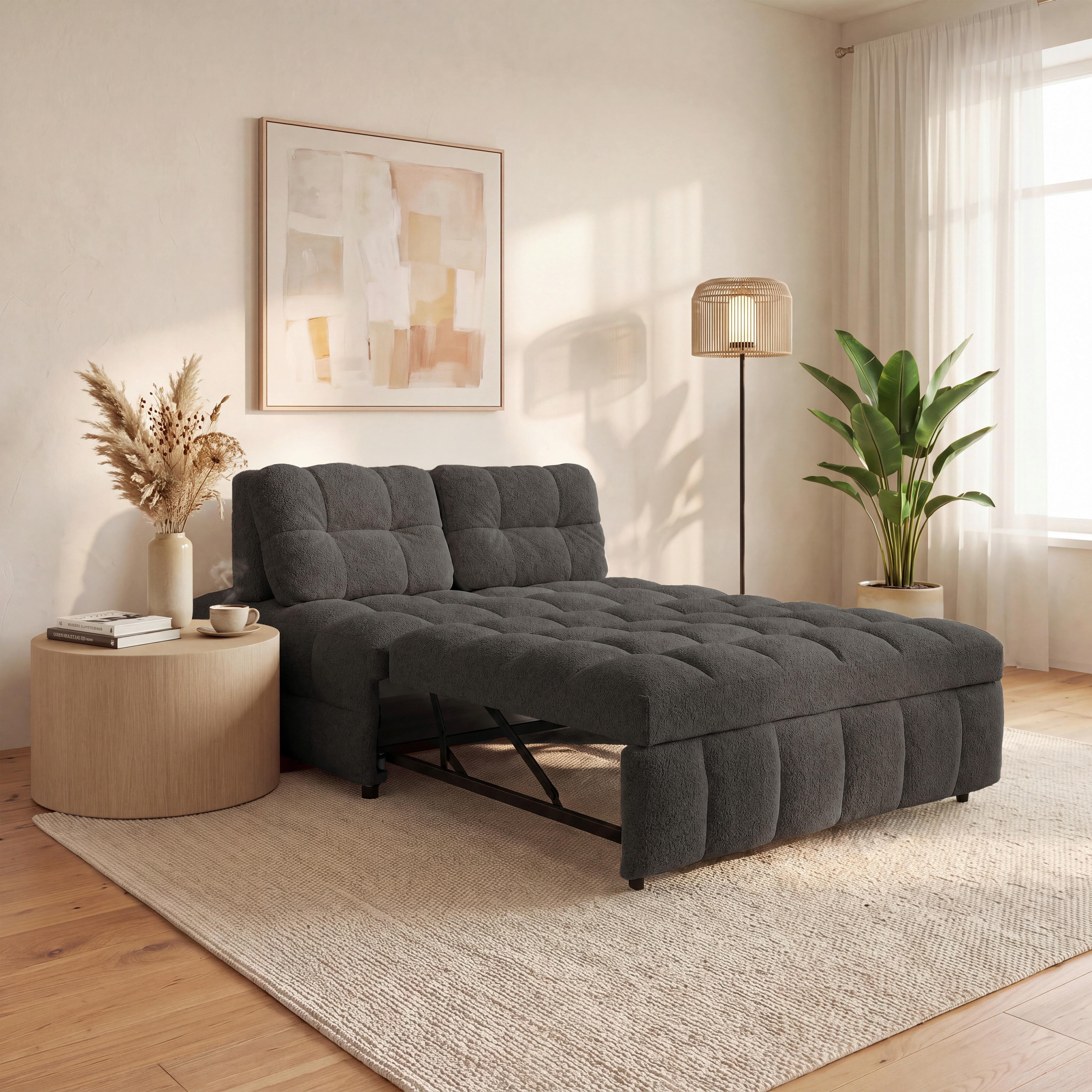 SCHLAFSOFA LIARA - Dunkelgrau/Schwarz, MODERN, Holz/Textil (137/87/110cm) - Bessagi Home
